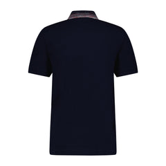 MISSONI 3 Button Up Red Stripe Collar Polo Shirt Navy