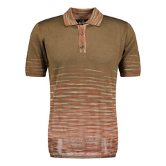 MISSONI 3 Button Up Short Sleeve Polo Shirt Brown