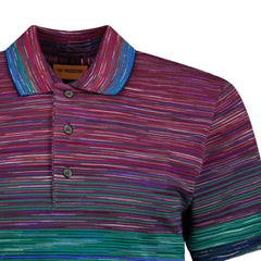 MISSONI 3 Button Up Short Sleeve Polo Shirt Multi-Coloured
