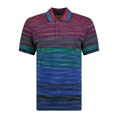 MISSONI 3 Button Up Short Sleeve Polo Shirt Multi-Coloured