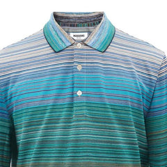 MISSONI Stripe Cotton Long Sleeve Polo Multicoloured Green
