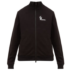 MONCLER LOGO PRINT COTTON JERSEY SWEATSHIRT BLACK ZIP UP