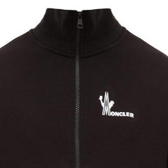 MONCLER LOGO PRINT COTTON JERSEY SWEATSHIRT BLACK ZIP UP