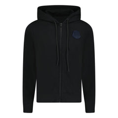 MONCLER LOGO PATCH PULLOVER HOODIE BLACK / BLUE