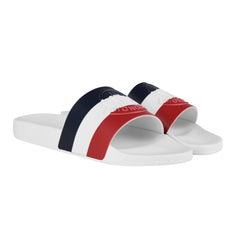 MONCLER WHITE, RED & NAVY SLIDERS