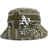 New Era Paisley Oakland Athletics Bucket Hat - Olive