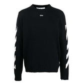 OFF-WHITE Diag-Print Knitted Crewneck Black