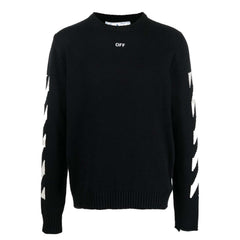 OFF-WHITE Diag-Print Knitted Crewneck Black