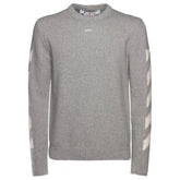 OFF-WHITE Diag-Print Knitted Crewneck Grey