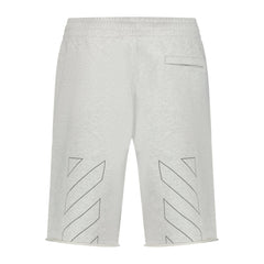OFF-WHITE DIAGONAL OUTLINE COTTON SWEAT SHORTS GREY