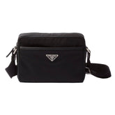 PRADA RE-NYLON AND SAFFIANO SHOULDER BAG IN BLACK