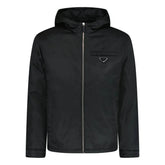 PRADA TRIANGLE LOGO PADDED ZIP RE-NYLON JACKET BLACK