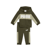 Puma Infants Minicats Essentials Block Hooded Set - Dark Olive