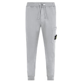 STONE ISLAND BADGE COTTON SWEAT PANTS GREY MARL