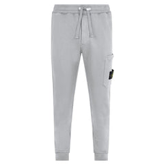 STONE ISLAND BADGE COTTON SWEAT PANTS GREY MARL
