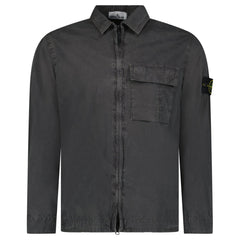 STONE ISLAND BRUSHED ORGANIC COTTON CANVAS ‘OLD’ EFFECT OVERSHIRT IN CHARCOAL GREY