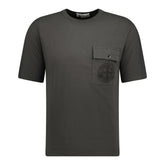 STONE ISLAND COMPASS LOGO FRONT POCKET T-SHIRT DARK GREY