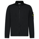STONE ISLAND COTTON FLEECE TRACK JACKET IN BLACK