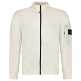 STONE ISLAND COTTON FLEECE TRACK JACKET IN IVORY