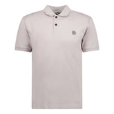 STONE ISLAND COTTON LOGO POLO T-SHIRT QUARTZ PINK