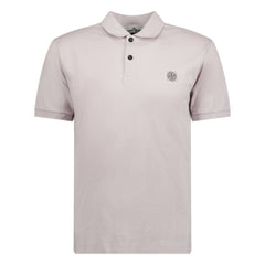 STONE ISLAND COTTON LOGO POLO T-SHIRT QUARTZ PINK