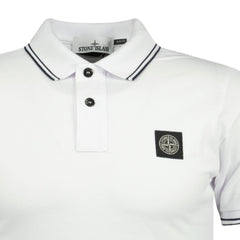 STONE ISLANDCotton Logo Polo T-Shirt Twin Tip White