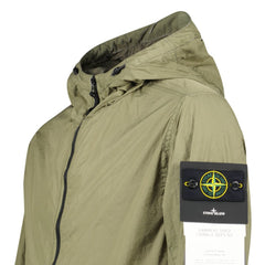 STONE ISLAND CRINKLE REPS NY HOODED JACKET IN MILITARY GREEN