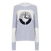 STONE ISLAND EMBROIDERY WOOL JUMPER BLUE & WHITE
