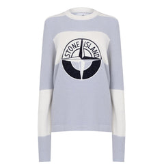 STONE ISLAND EMBROIDERY WOOL JUMPER BLUE & WHITE