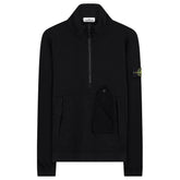 STONE ISLANDGarment Dyed Cotton Half Zip Sweatshirt Black