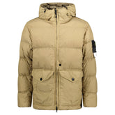 STONE ISLAND CRINKLE REPS HOODED DOWN JACKET BISCUIT