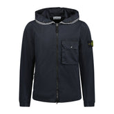 STONE ISLAND HOODED ZIP-UP OVERSHIRT JACKET NAVY