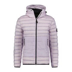 STONE ISLAND LOGO PATCH QUILTED DOWN NYLON HOODED COAT PINK