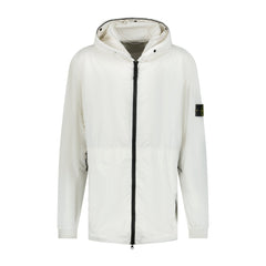 STONE ISLAND NYLON-TC HOODED RAIN JACKET WHITE