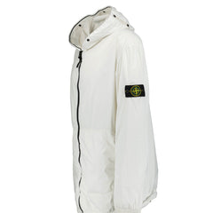 STONE ISLAND NYLON-TC HOODED RAIN JACKET WHITE
