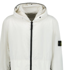 STONE ISLAND NYLON-TC HOODED RAIN JACKET WHITE