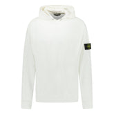 STONE ISLAND ‘OLD’ TREATMENT HOODED SWEATSHIRT IN WHITE