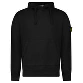 STONE ISLAND ORGANIC COTTON FLEECE HOODIE IN BLACK