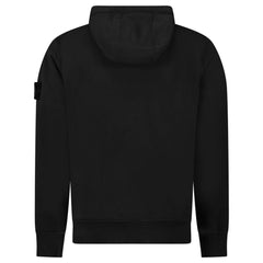 STONE ISLAND ORGANIC COTTON FLEECE HOODIE IN BLACK