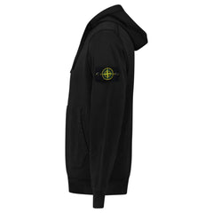 STONE ISLAND ORGANIC COTTON FLEECE HOODIE IN BLACK