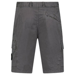 STONE ISLAND ORGANIC COTTON STRETCH BROKEN TWILL 'OLD' EFFECT CARGO SHORTS IN CHARCOAL GREY