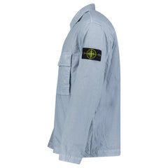 STONE ISLAND ORGANIC-LOOK NYLON PANAMA-TC OVERSHIRT IN AVIO BLUE