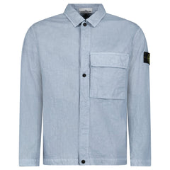 STONE ISLAND ORGANIC-LOOK NYLON PANAMA-TC OVERSHIRT IN AVIO BLUE