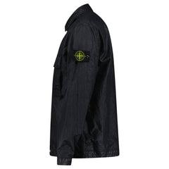 STONE ISLAND ORGANIC-LOOK NYLON PANAMA-TC OVERSHIRT IN BLACK