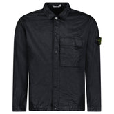 STONE ISLAND ORGANIC-LOOK NYLON PANAMA-TC OVERSHIRT IN BLACK
