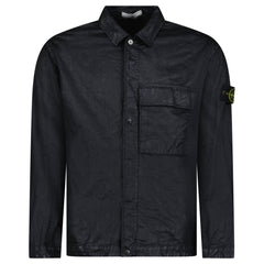 STONE ISLAND ORGANIC-LOOK NYLON PANAMA-TC OVERSHIRT IN BLACK