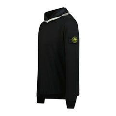 STONE ISLAND OTH CHEST SNAP COTTON HOODIE BLACK