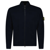 STONE ISLAND RIBBED SOFT ORGANIC COTTON ZIP-UP JUMPER IN NAVY