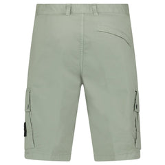 STONE ISLAND STRETCH ORGANIC COTTON TWILL CARGO BERMUDA SHORTS IN SAGE GREEN