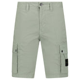 STONE ISLAND STRETCH ORGANIC COTTON TWILL CARGO BERMUDA SHORTS IN SAGE GREEN
